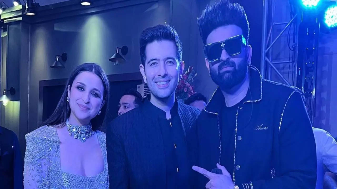 Parineeti Chopra-Raghav Chadha Wedding: Inside Pics From Sangeet Ceremony OUT! Couple Poses With Navraj Hans