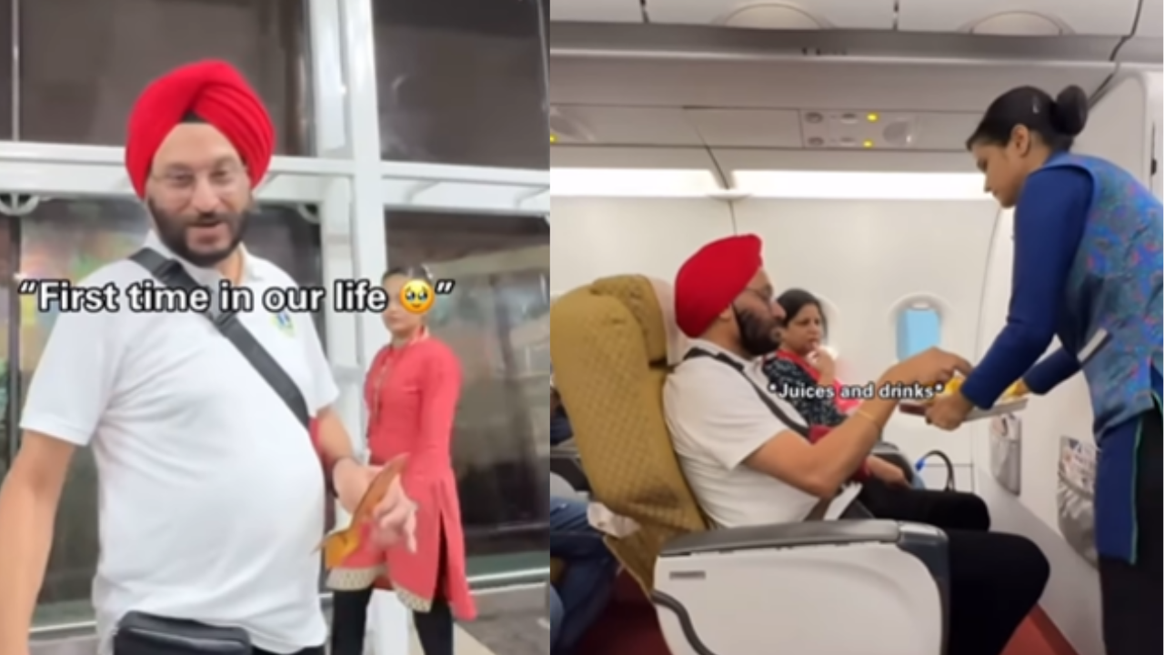 The video opens to show Kaur asking her dad to look at the ticket he is holding.