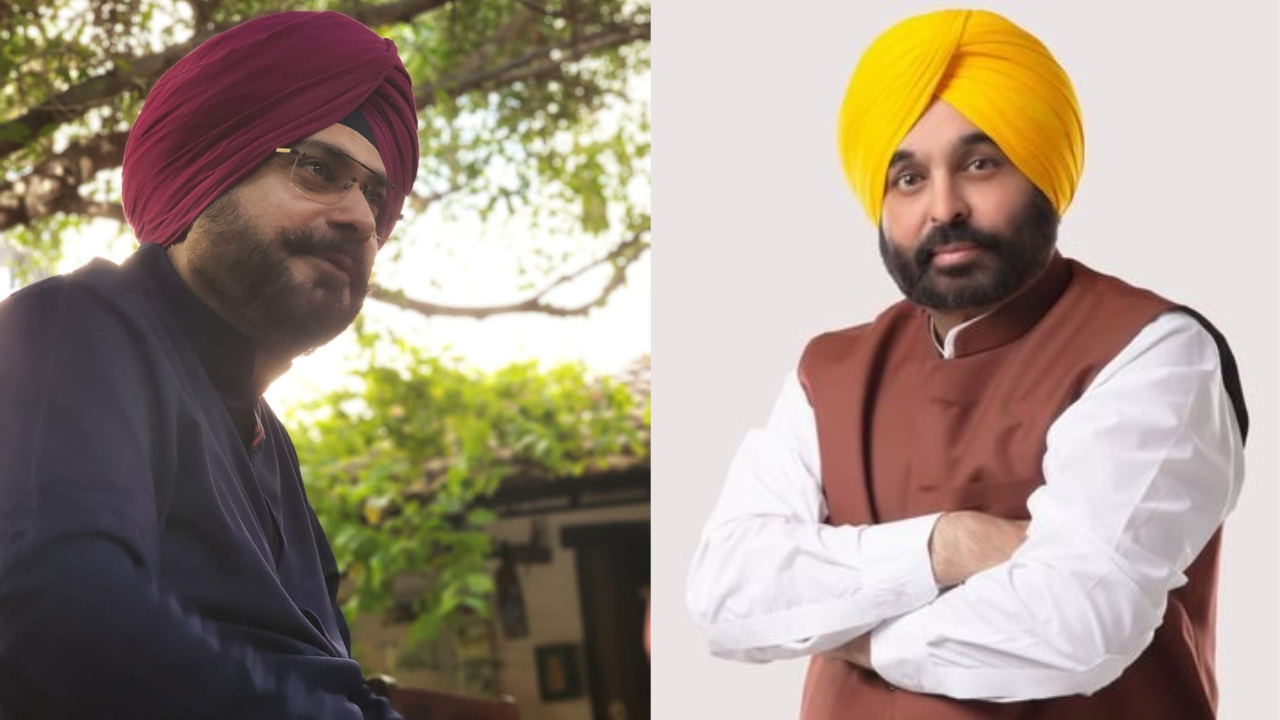 Navjot Singh Sidhu (left) and Bhagwant Mann (right)