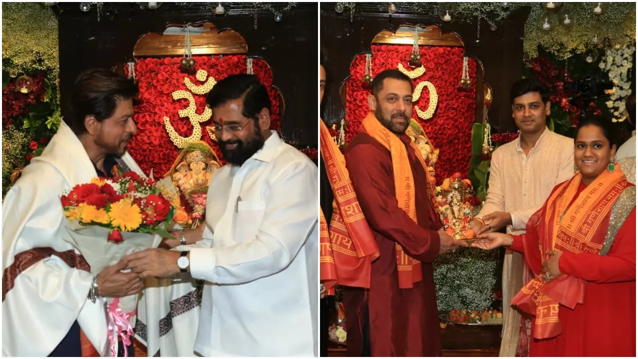 Bollywood celebs at Eknath Shinde's house for Ganpati Darshan