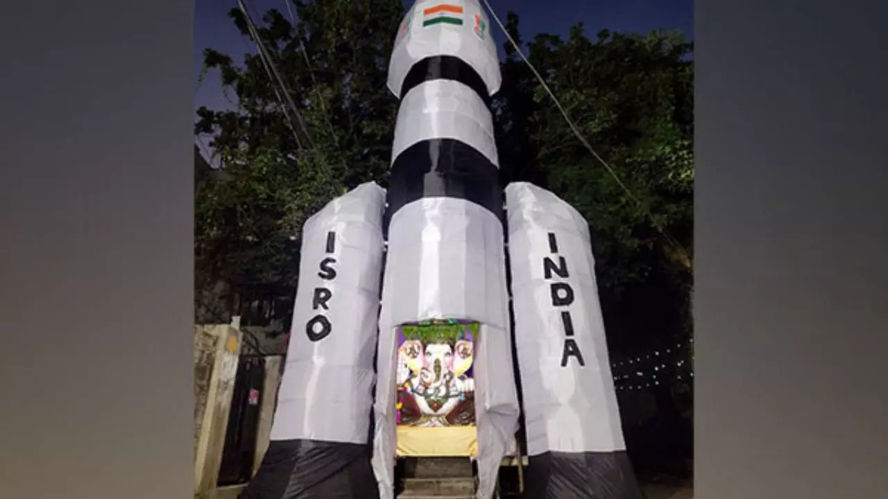 ISRO themed Ganesh pandal in Hyderabad, Telengana