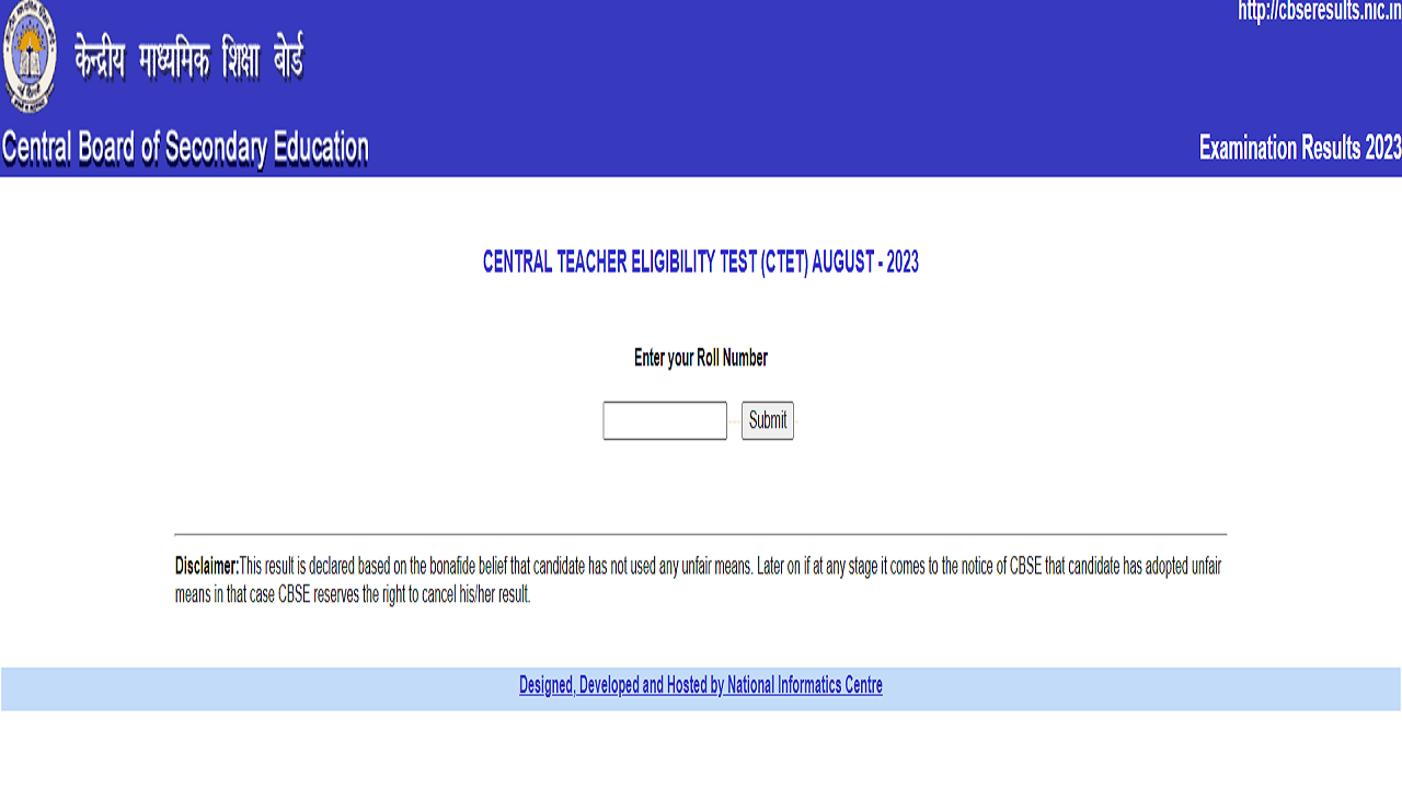 CTET Result 2023 Link