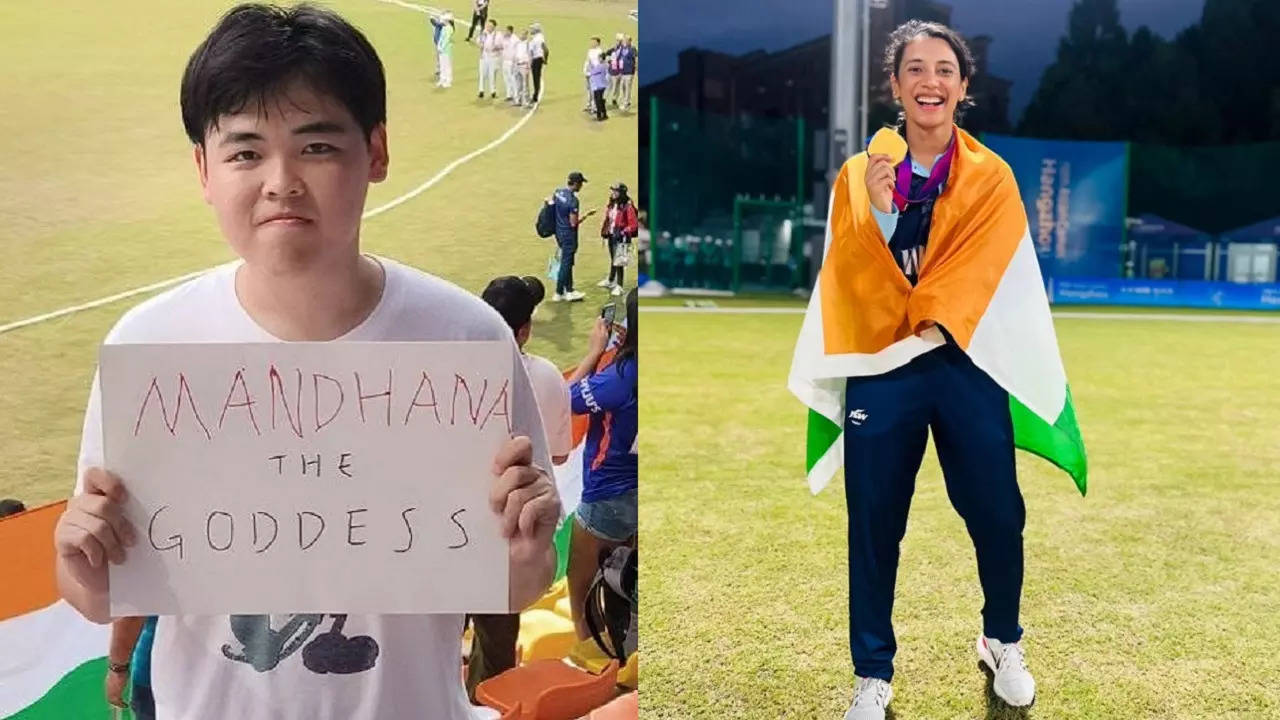 Chinese cricket fan Jun Yu travels 1200 km to watch Goddess Mandhana in action during Asian Games 2023.