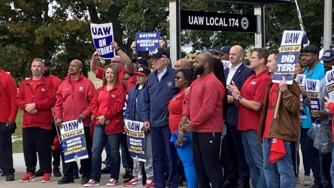 US President Joe Biden on Tuesday Joined the UAW Picket Lines