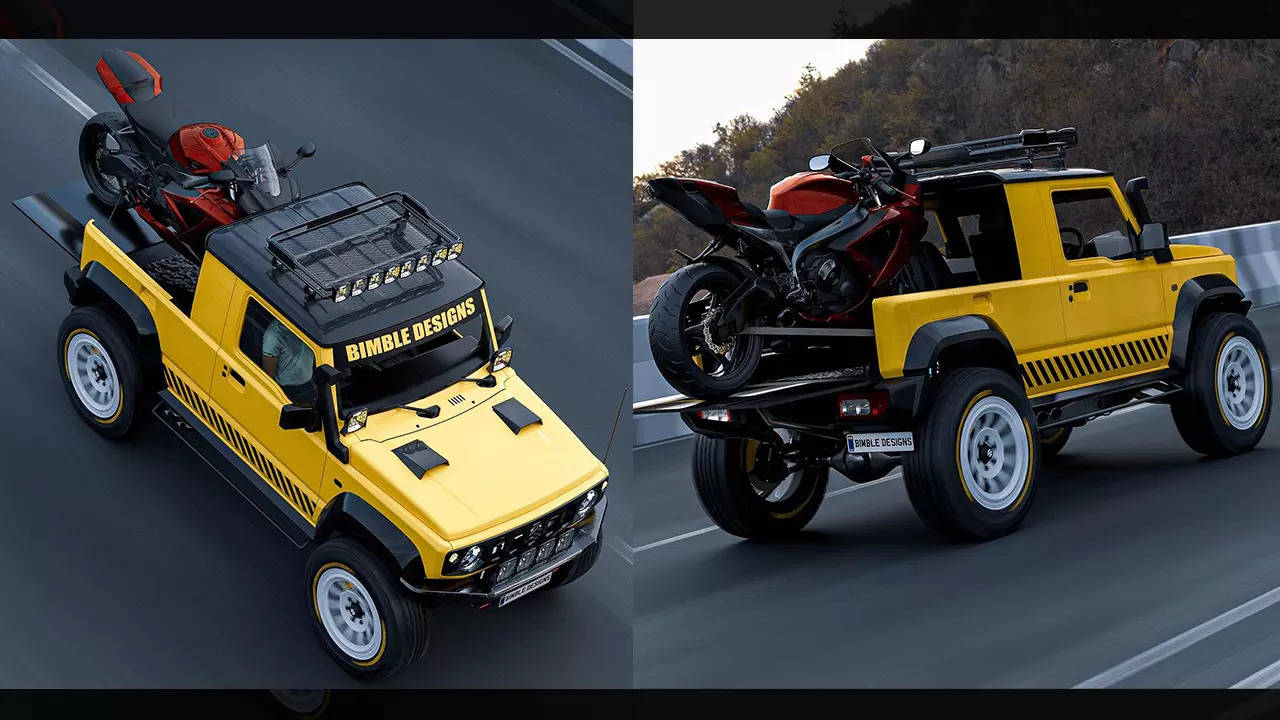 Maruti Jimny Reimaged as Urban Pick-up With Suzuki GSX-R Superbike in Rear Bed