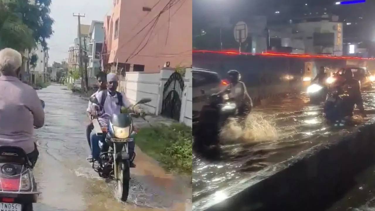 Some parts of Chennai witnessed waterlogging after rainfall on Wednesday evening