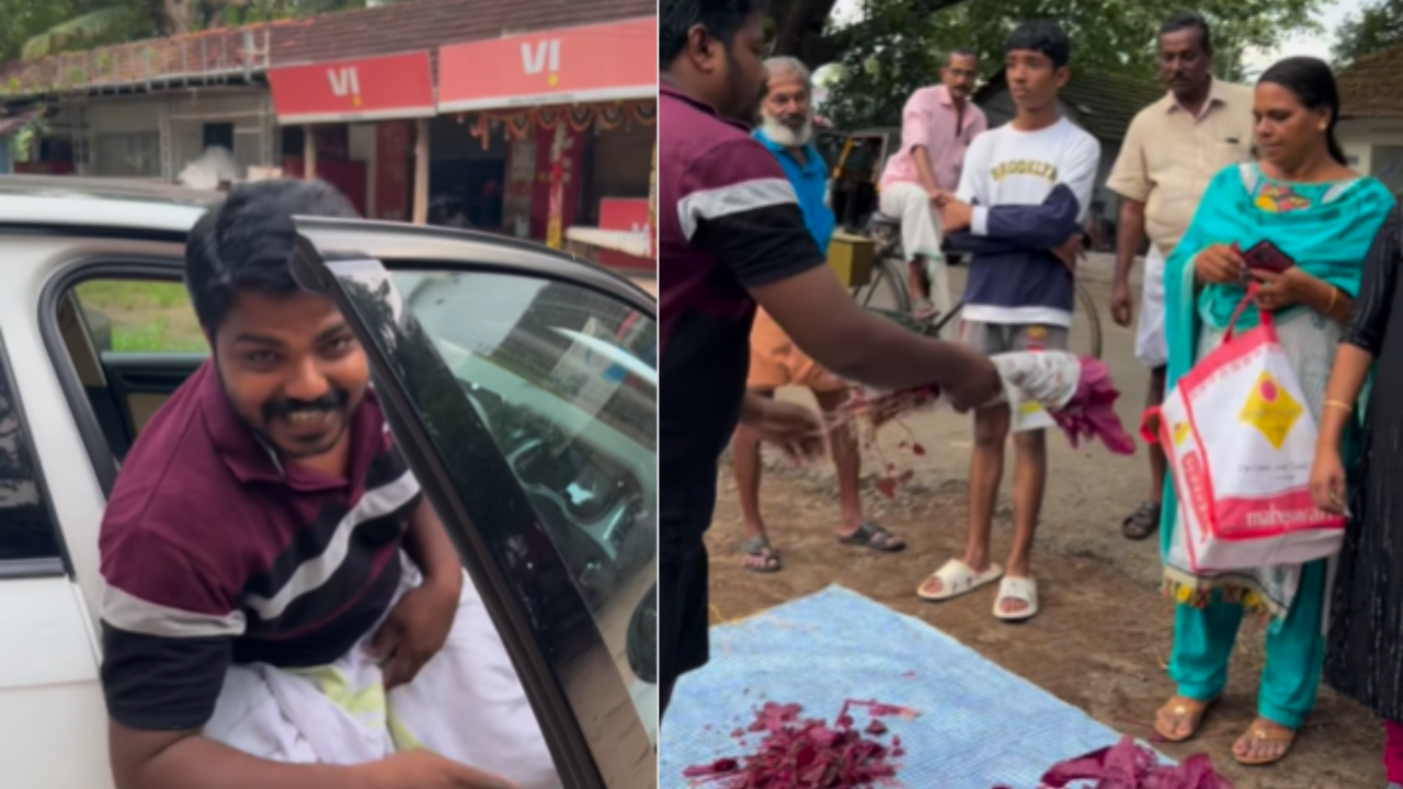 Kerala farmer drives Audi to a local market.