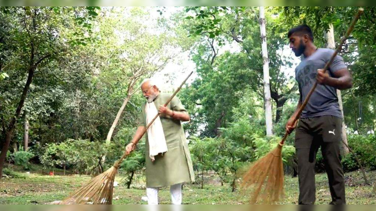 When Prime Minister Narendra Modi took part in the Swachh Bharat drive today, he was joined by fitness influencer Ankit Baiyanpuria.