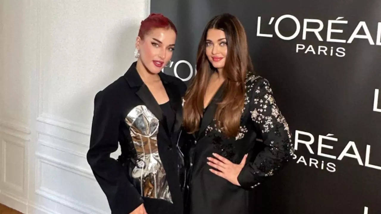 Aishwarya Rai exudes boss lady vibes in a black embellished suit at a fashion event in Paris.  View photo