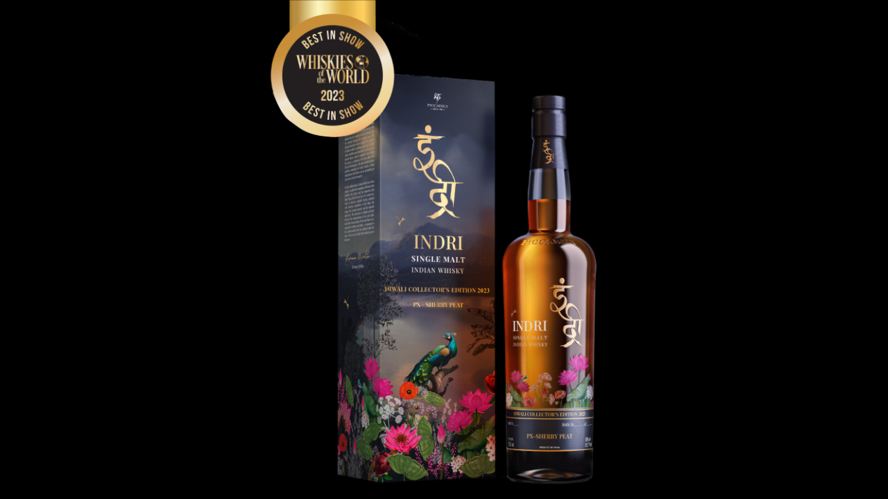 Indri Diwali Collector's Edition 2023 was named 'Best in Show, Double Gold' at the 2023 Whiskies of the World Awards. | Image courtesy: Piccadily Distilleries