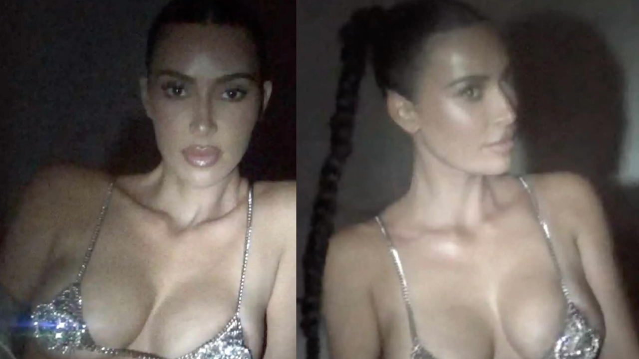 Kim Kardashian in raunchy crystal bra