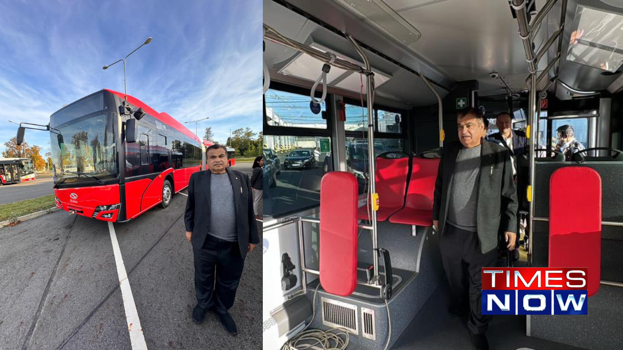 Nitin Gadkari Tests Hydrogen Bus In Prague