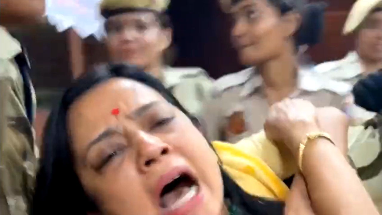 Video: Mahua Moitra Dragged, Forcibly Lifted By Delhi Cops From