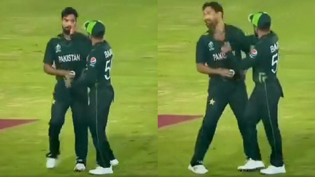 Babar Azam jokingly slaps Haris Rauf during Pakistan-Netherlands ODI World Cup 2023 match