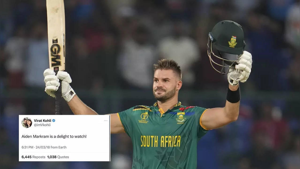 Virat Kohli's seven-word old tweet for Aiden Markam has gone viral on the internet after South African batter hits fastest century in ODI World Cup history against Sri Lanka in Delhi