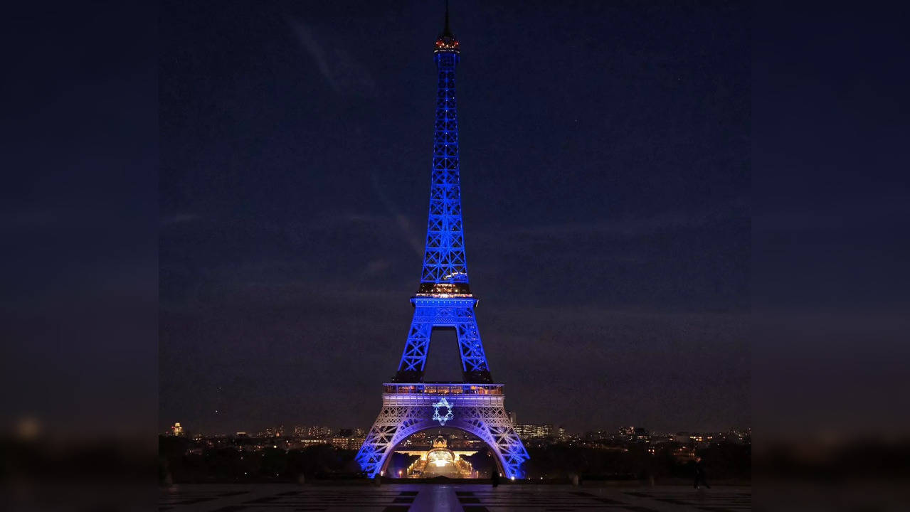 Eiffel Tower In Paris Lit Up For Israel