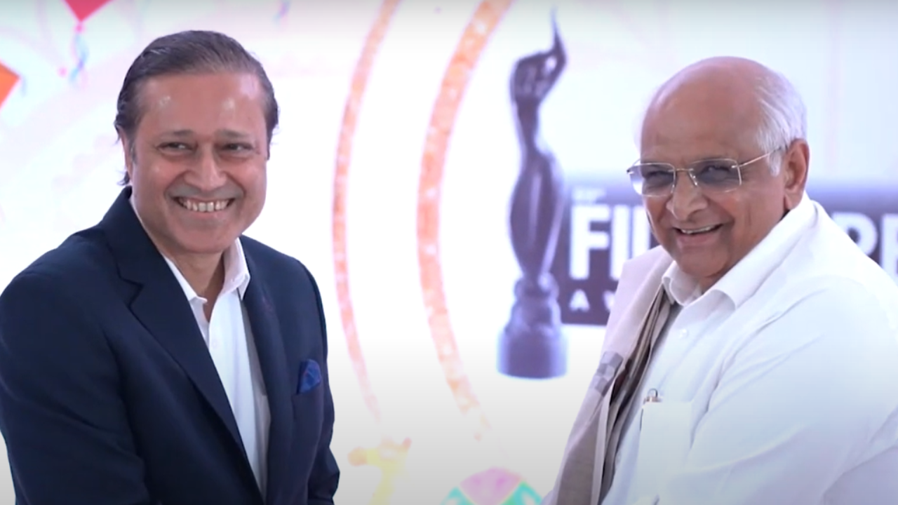 Times Group MD Vineet Jain with Gujarat CM Bhupendra Patel