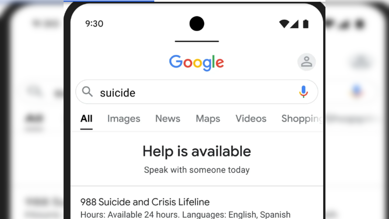 Google on Suicide Searches and prevention of death by self harm