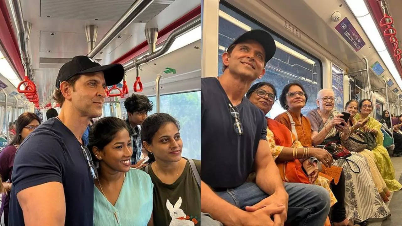 Hrithik Roshan 'Beat The Heat And Traffic' As He Travels By Mumbai Metro, Clicks Selfies With Fans. PICS