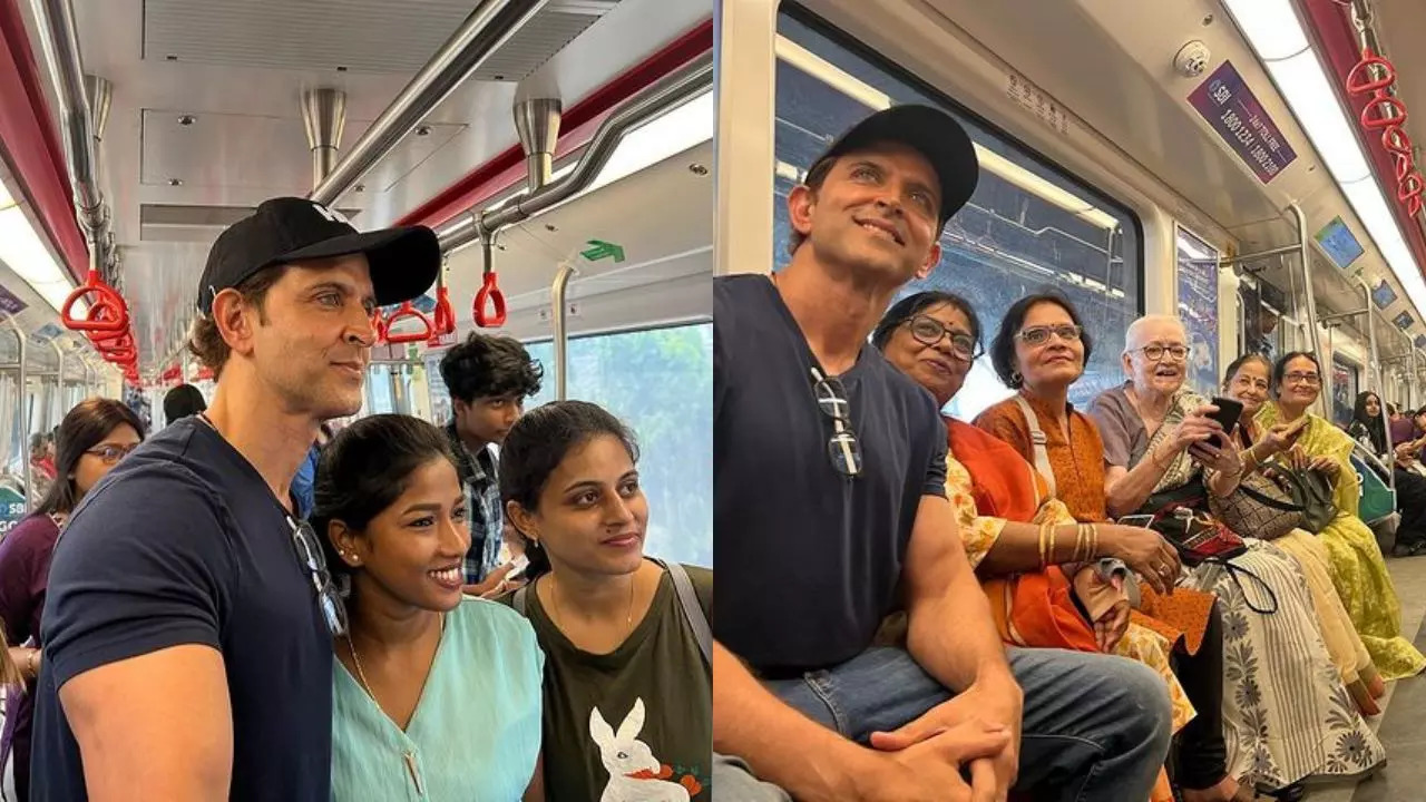 Hrithik Roshan 'Beat The Heat And Traffic' As He Travels By Mumbai Metro, Clicks Selfies With Fans. PICS