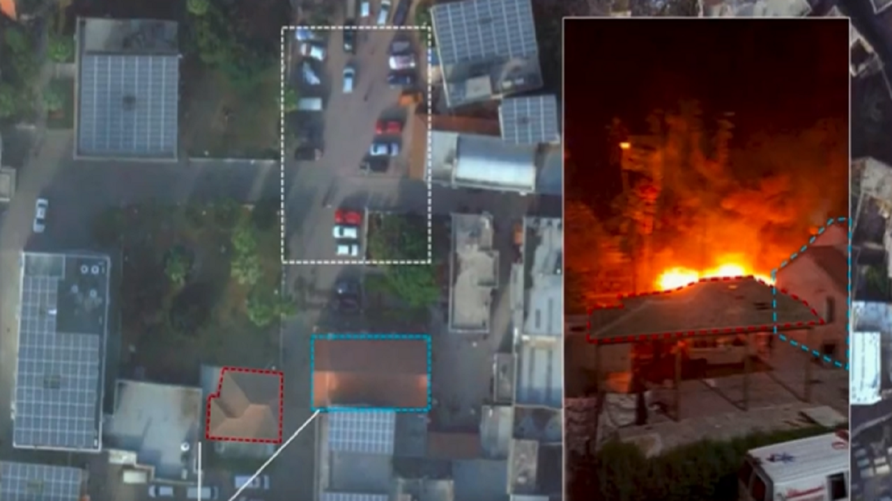 The video shows the area around the hospital before and after the attack.