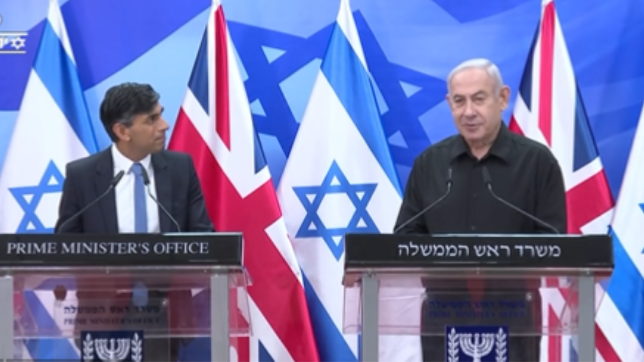 Israel PM Bejamin Netanyahu and UK PM Rishi Sunak address joint press conference