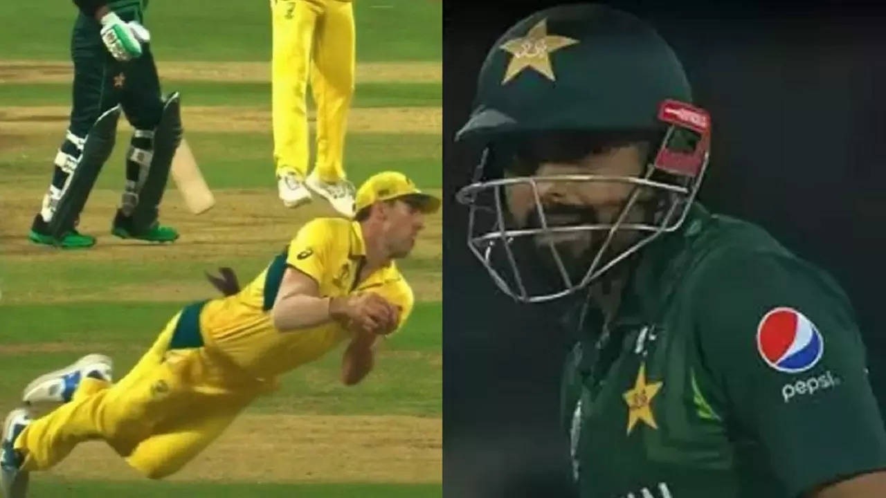 Babar Azams Shell Shocked Reaction After Pat Cummins Take Stunning Catch To End His Innings