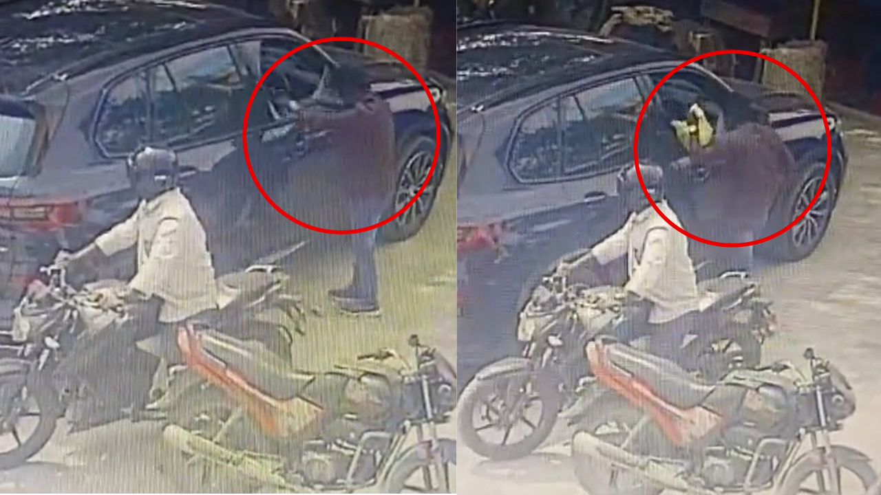 Bengaluru: Two Men Steal Cash By Cracking Window of Parked BMW | Video