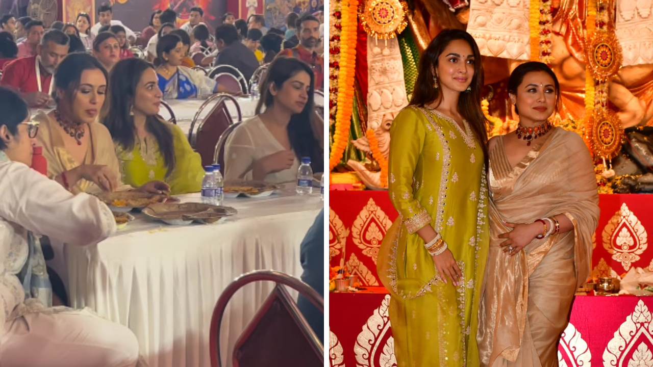 Kiara Advani, Rani Mukerji Feast On Bengali Bhog With Hand At Durga Puja Pandal