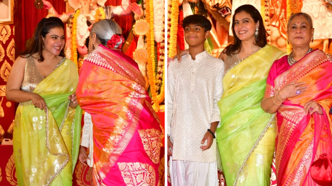 Jaya Bachchan Is All Smiles As She Reunites With Kajol At Mumbai Durga Puja Pandal