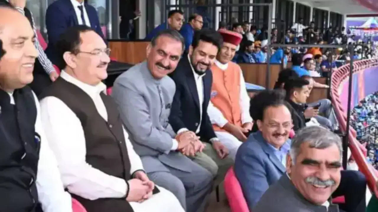 BJP, Congress Leaders Enjoy India vs New Zealand Match In Dharamshala