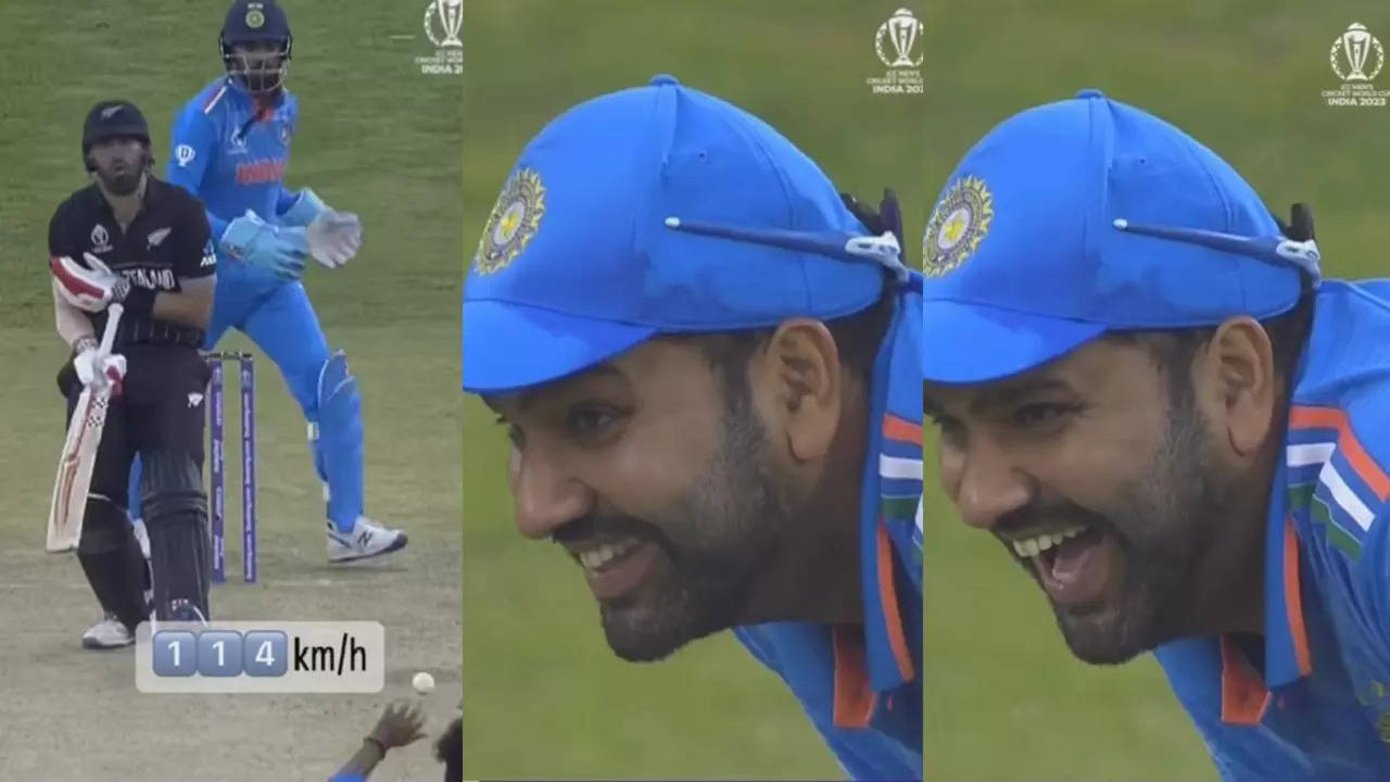 Rohit Sharma can't stop smiling after Kuldeep Yadav Stuns Daryl Mitchell With his 114 km/h delivery