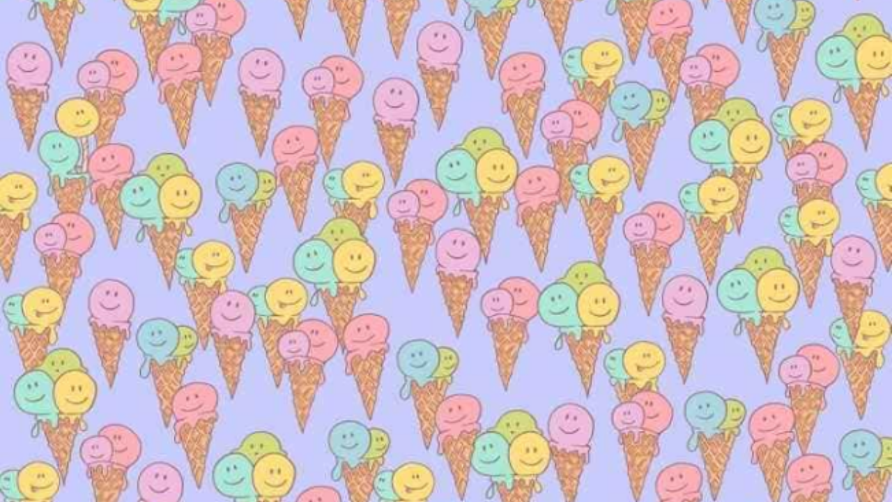 Optical Illusion Test: Can You Find A Lollipop Hidden Among The Ice Creams  In This Image Within 6 Seconds?