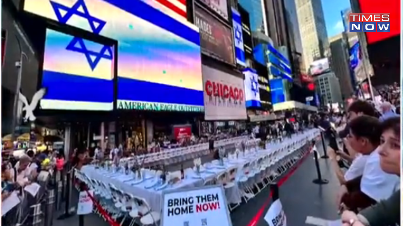 times sqaure israeli hostage empty chairs