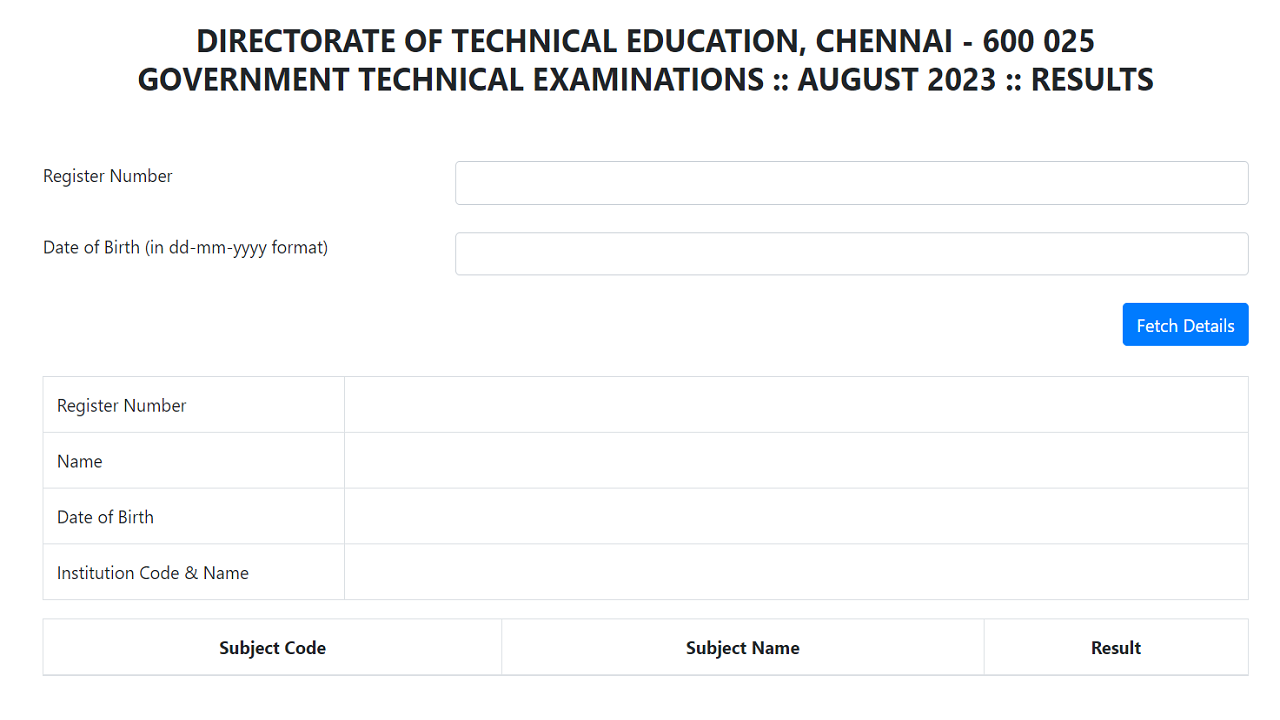 TNDTE Typewriting Result 2023 Released on dte.tn.gov.in, Direct Link