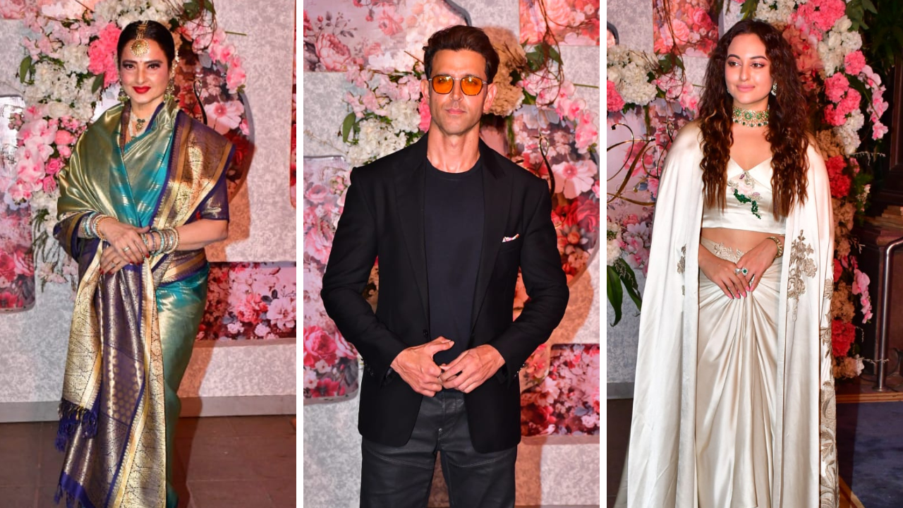 Hrithik Roshan, Rekha, Sonakshi Sinha And More Arrive In Style At Leslie Timmins-Saachi Nayak's Wedding Reception