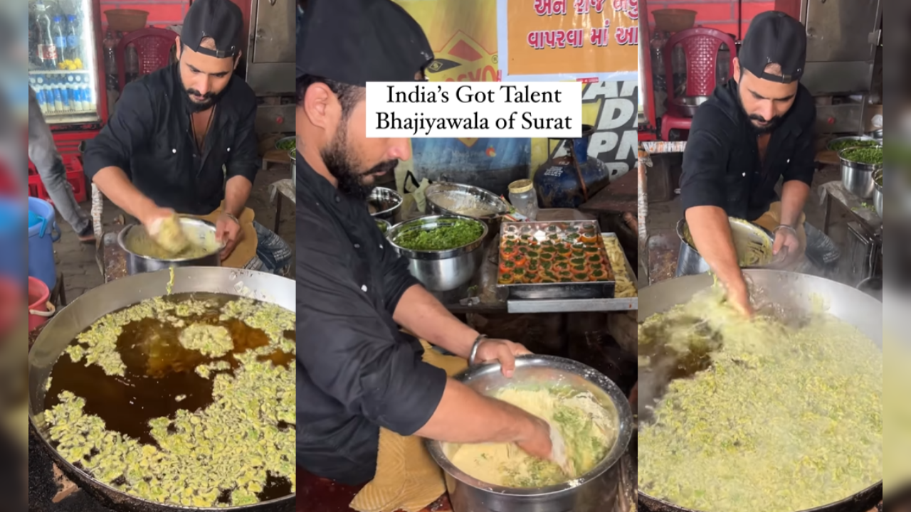 street vendor in surat mixing bhajiyas in hot oil using his bare fingers video viral