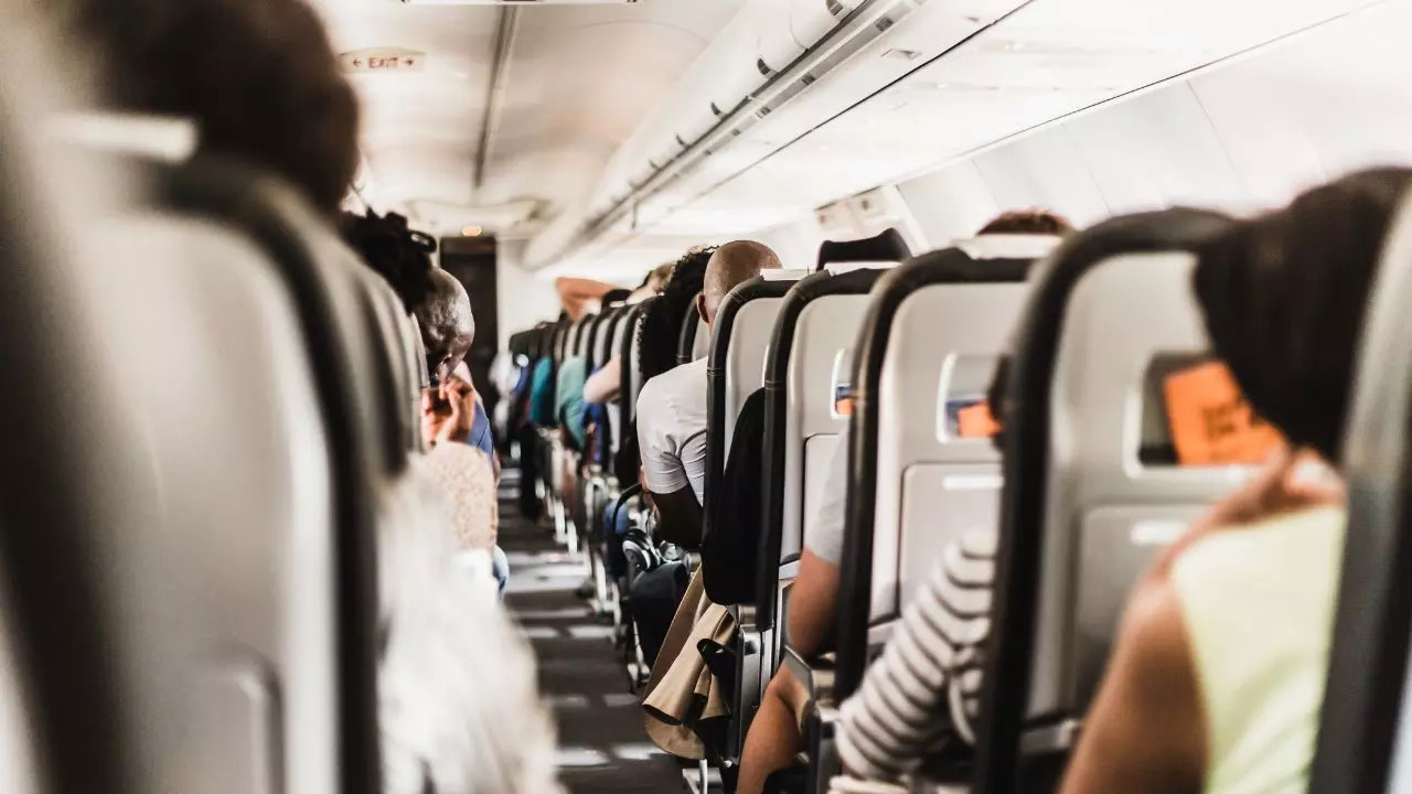 Inside an airplane