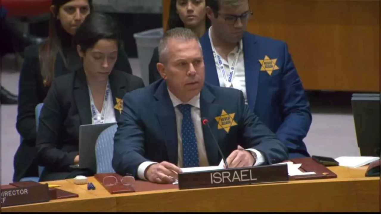 Yellow Star Of David Israeli Ambassador To UN Gilad Erdan.