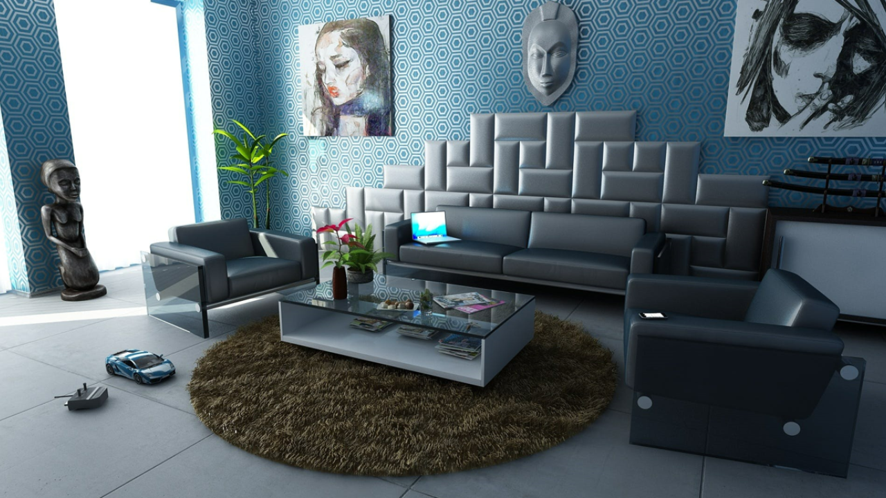 Premium Photo | Minimalistic living room background in trendy luxury viva  magenta tone