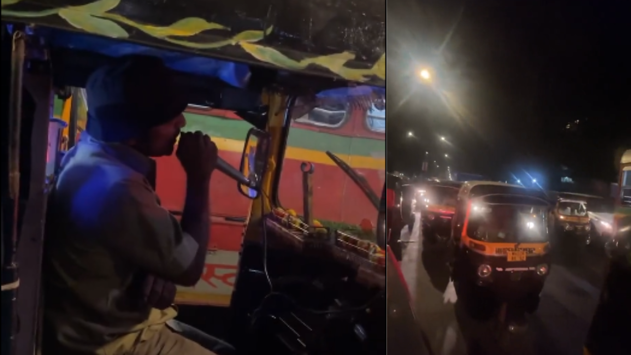 Mumbai Auto Driver Turns Andheri Traffic Signal into Karaoke Spot | watch