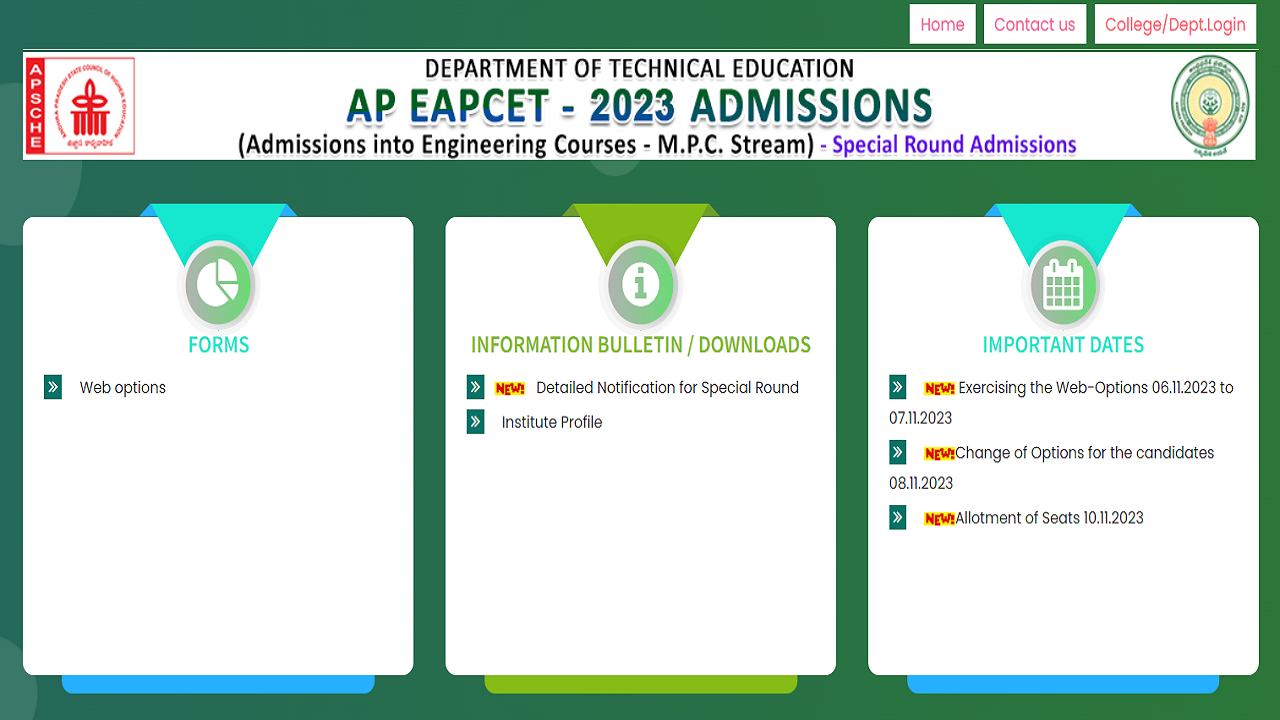 AP EAMCET Counselling 2023: MPC Special Round Web Option Entry Begins Today on cets.apsche.ap.gov.in
