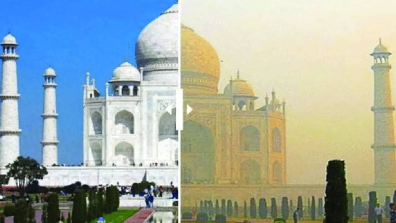 Smog Shrouds Taj Mahal as Air Quality Worsens in Agra | See Before After Pics