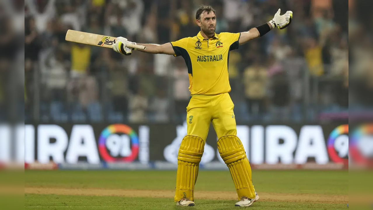 Glenn Maxwell reacts after playing one of the greatest ODI knocks of all time