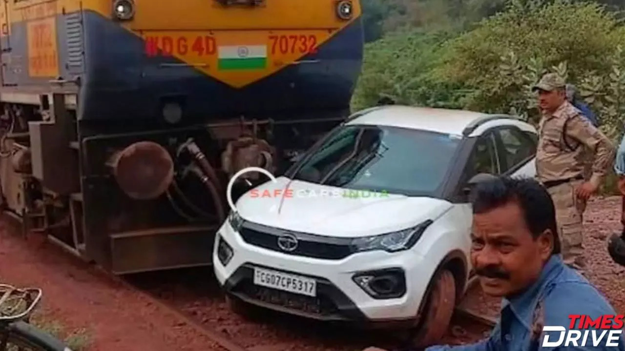 Tata Nexon SUV Emerges Unscathed Despite Collision with Train, Showcases Impressive Build Quality