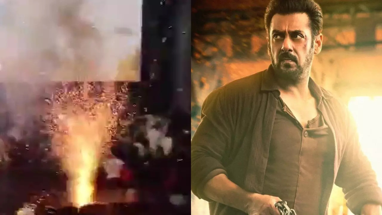 Salman Khan fans burst crackers during Tiger 3 screening