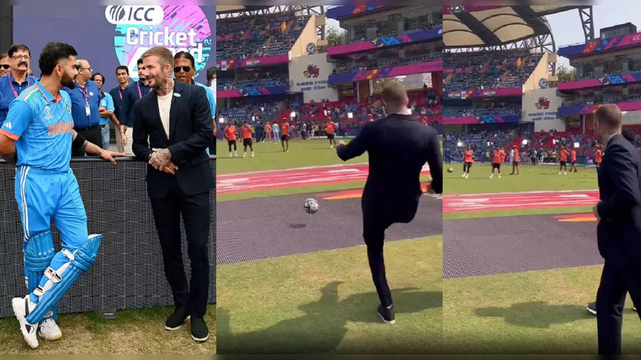 Video of David Beckham playing football with Virat Kohli goes viral