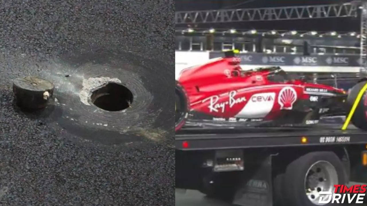 Manhole Cover Wreaks Havoc In Debut Las Vegas GP Carlos Sainz Injures Back   Auto News Times Now