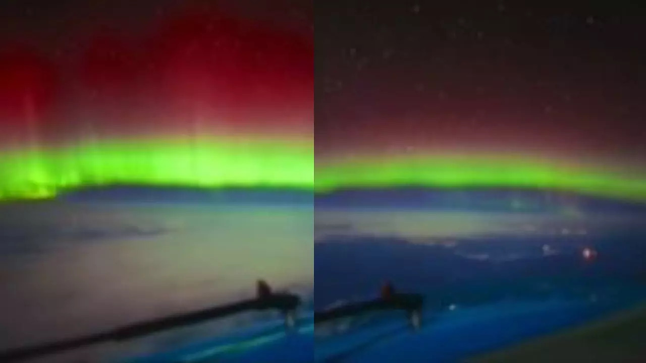 Pilot Captures Rare Sight Of Red And Green Northern Lights From Flight ...