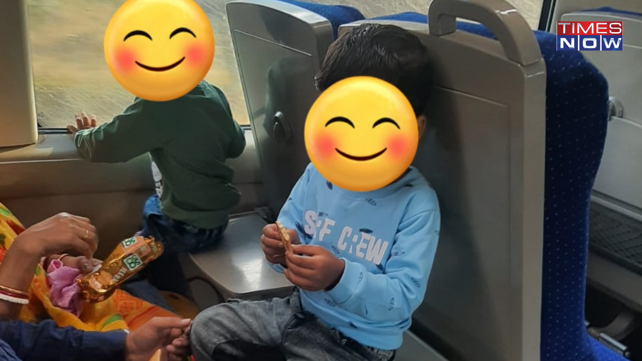 vande bharat kids sitting on food trays